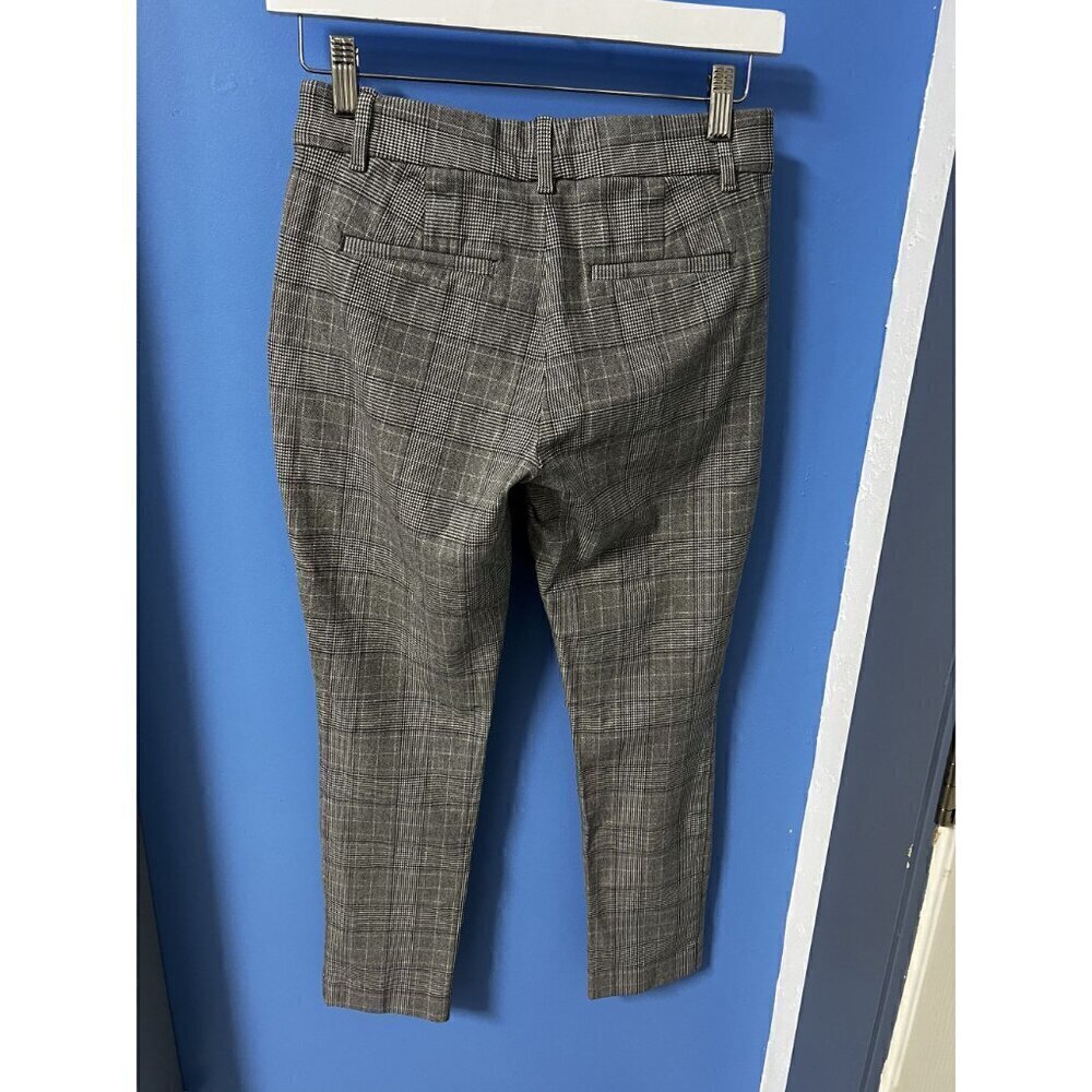GAP Gray Plaid Slim Fit Womens Trousers With Pockets, WORK ATTIRE, WORK TROUSERS - Picture 4 of 10
